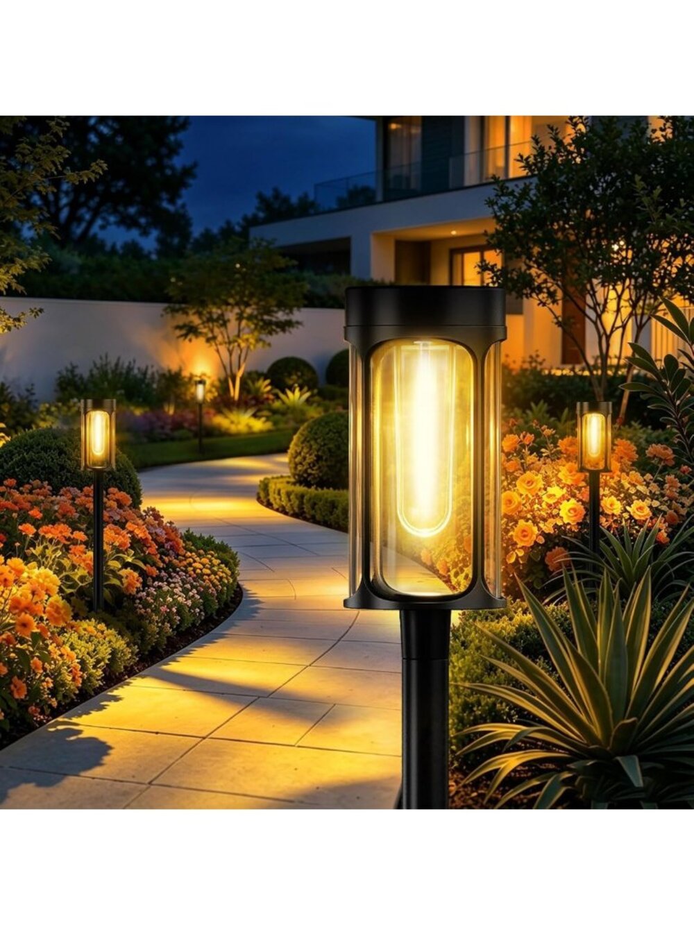 8 Pack Waterproof Solar Outdoor Lights, Auto On/Off, Garden Pathway Lighting